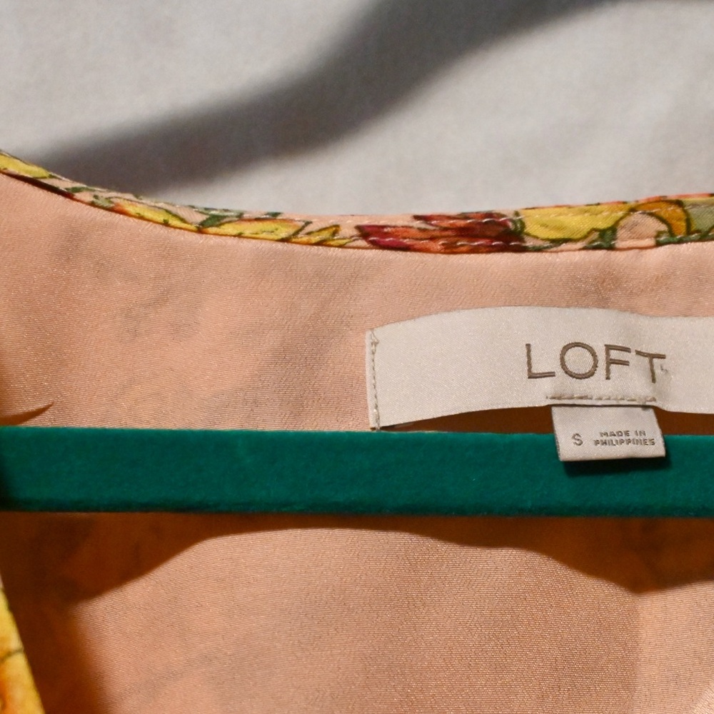 LOFT Vibrant Yellow and Pink Floral Top